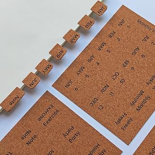 Vintage Woodgrain Monthly Tabs Planner Stickers for Daily Planners, Journals, Notebooks, Binders, Calendars, and File Folders. (Phoenix)