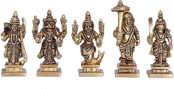 ARTVARKO Brass Dashavatara Dasavatharam of Lord Vishnu Statues Ten Incarnations Avatars Idol Murti for Mandir Puja Temple Height 2.5 Inch