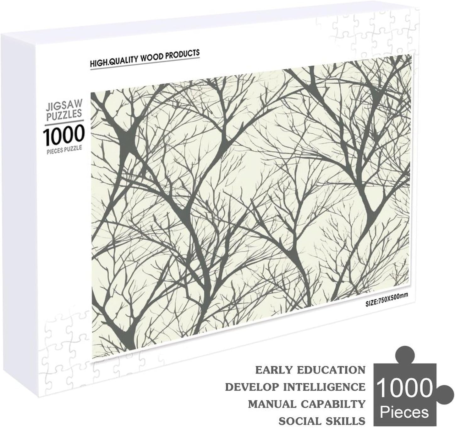 Wooden Puzzle for Adults, Suitable for Home Use, Tree Branch Printed, Perfect Match