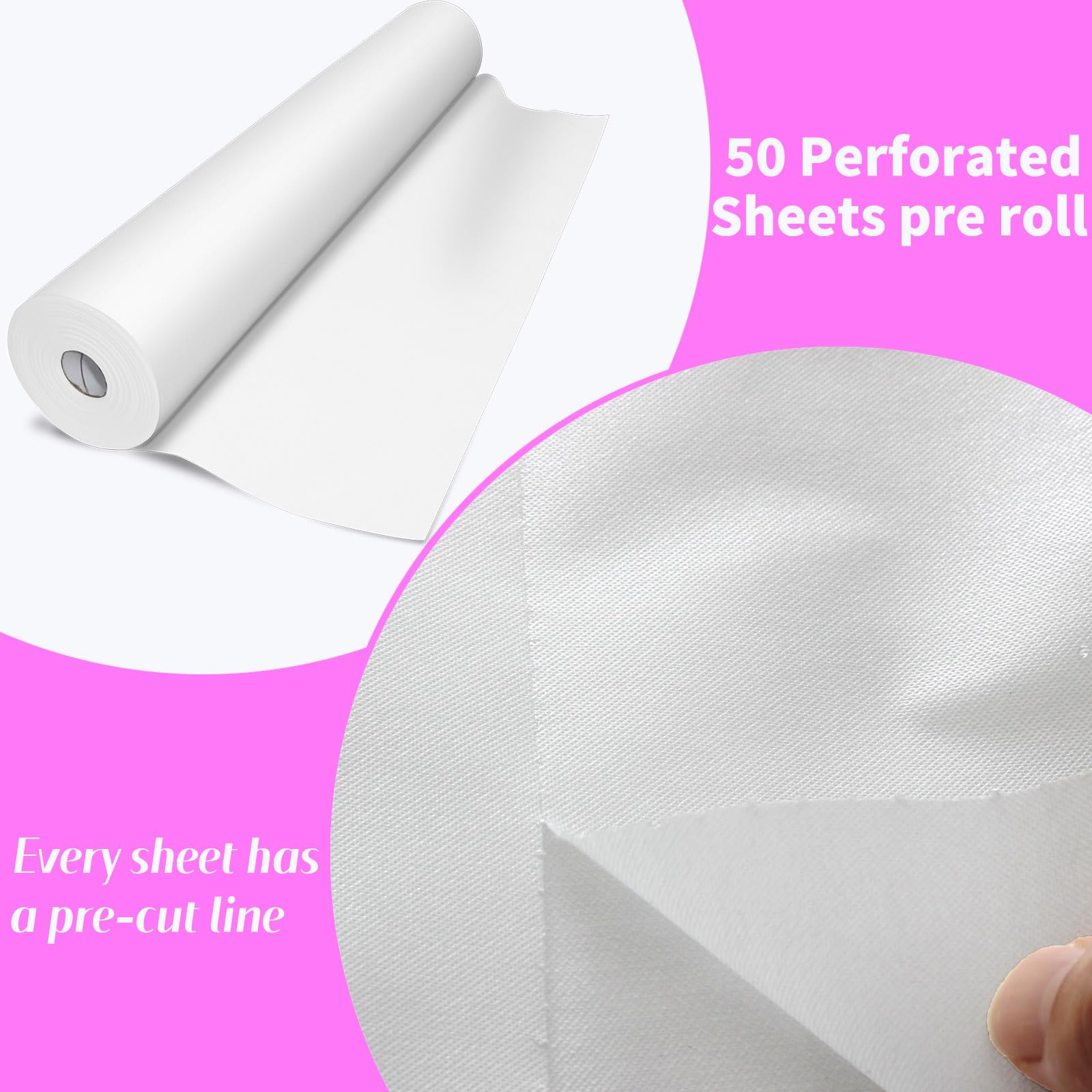 Sábanas desechables para mesa de masaje, 30 g/m2, impermeables, gruesas, no tejidas, 71 x 31.5 pulgadas, 50 hojas por rollo con agujero facial para hoteles de salón de belleza (6)