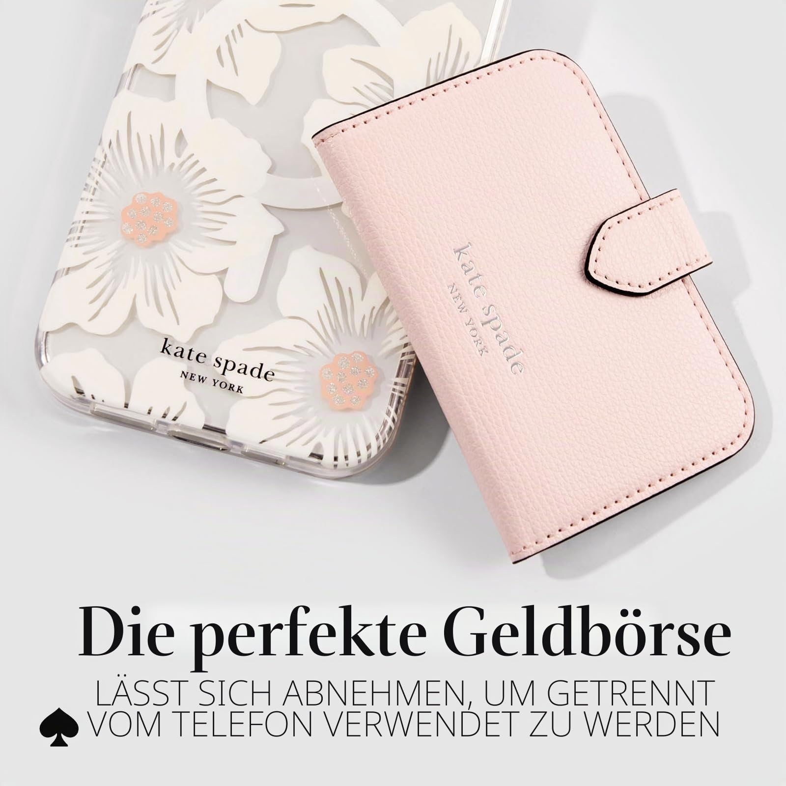 Kate Spade New York Morgan Magnetische Handy-Brieftasche/Kartenhalter, kompatibel mit MagSafe-Handys und Hüllen, Kreiderosa