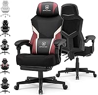 Vista 10 de GTPLAYER Silla de computadora con reposapiés ajustable, silla ergonómica para juegos con reposacabezas y soporte lumbar, silla de oficina de malla
