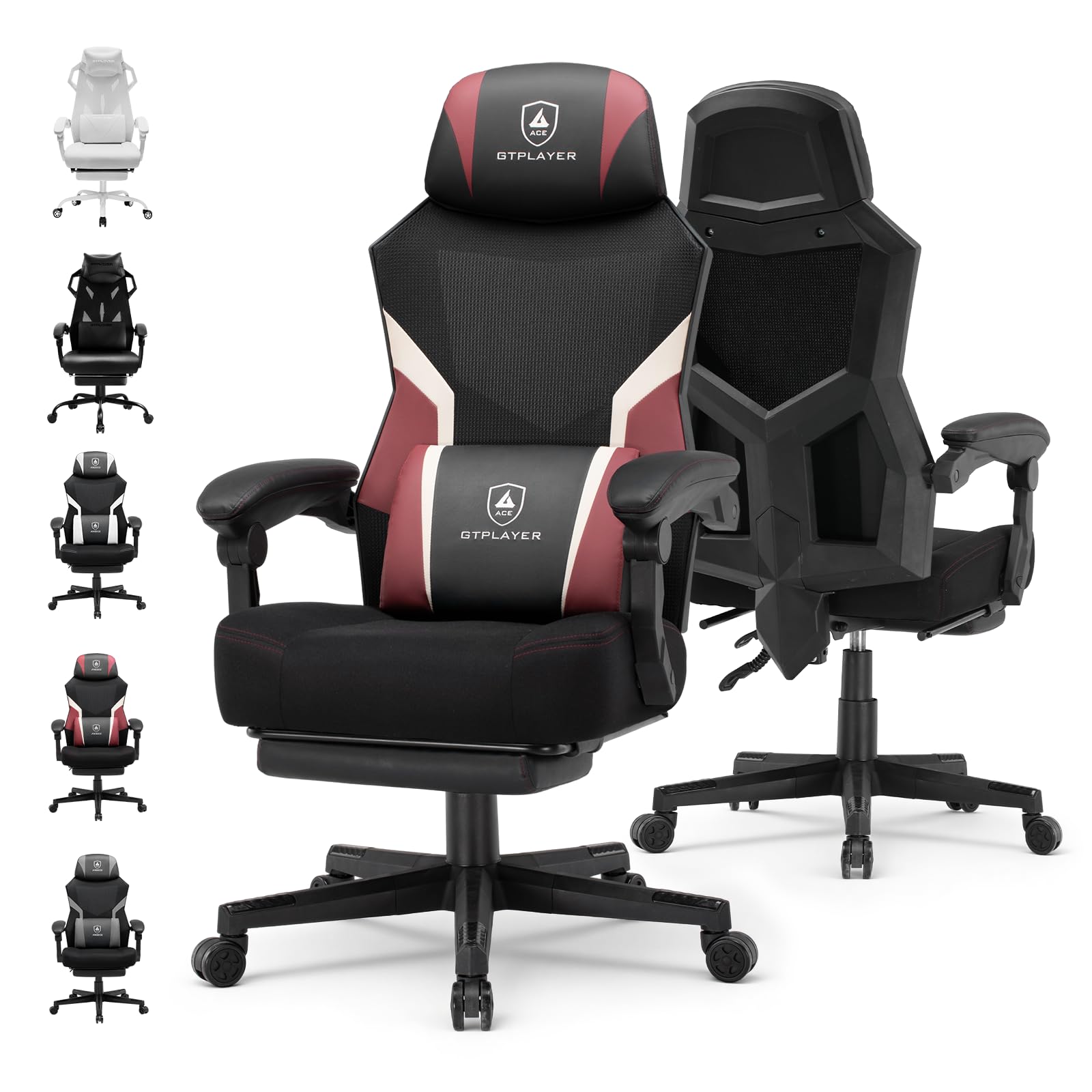 GTPLAYER Computer Chair with Adjustable Footrest, Ergonomic Gaming Chair with Headrest and Lumbar Support, Breathable Mesh Office Chair for Adults,