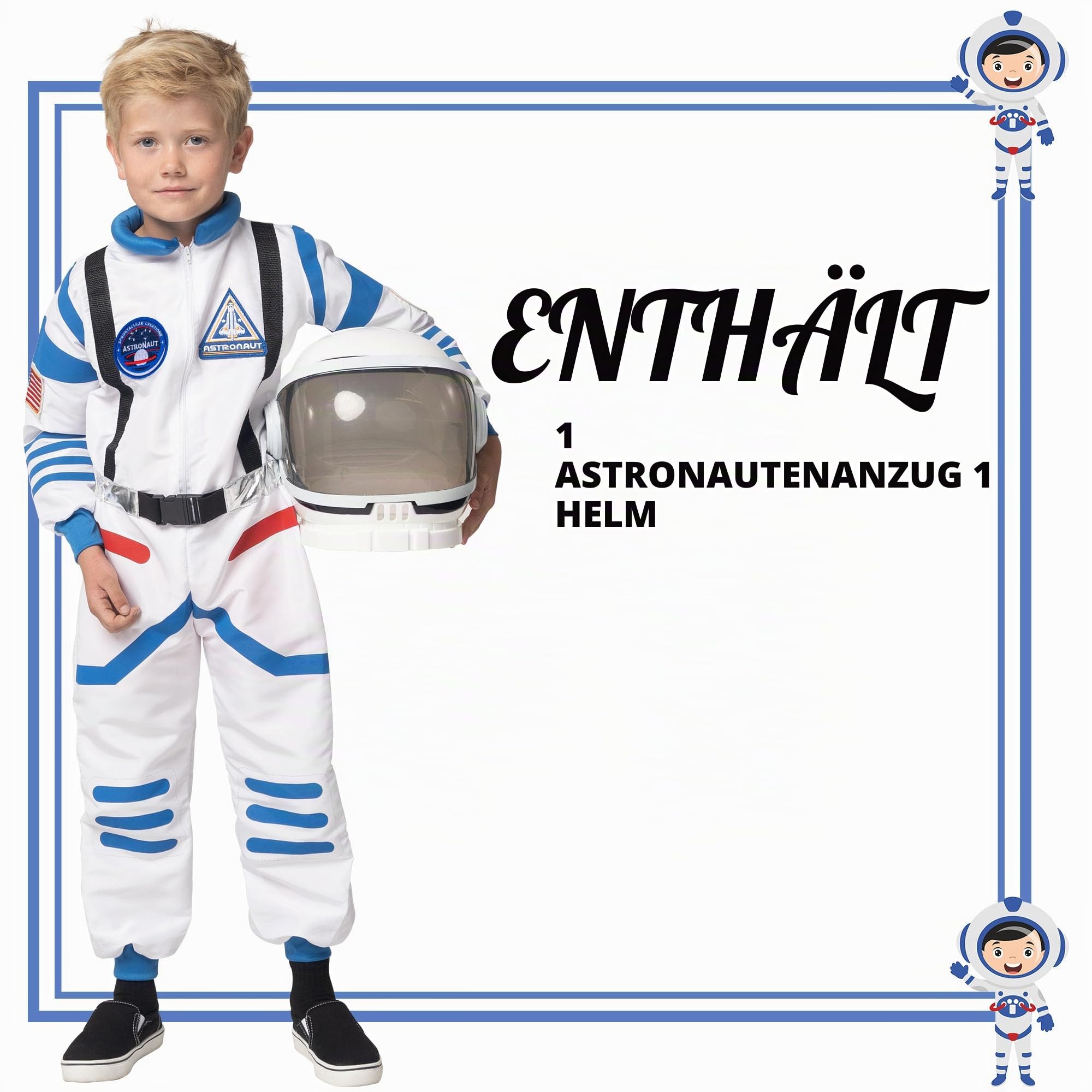 Spooktacular Creations Halloween Kind Unisex weiß Astronaut Kostüm, NASA Pilot Jumpsuit mit Helm