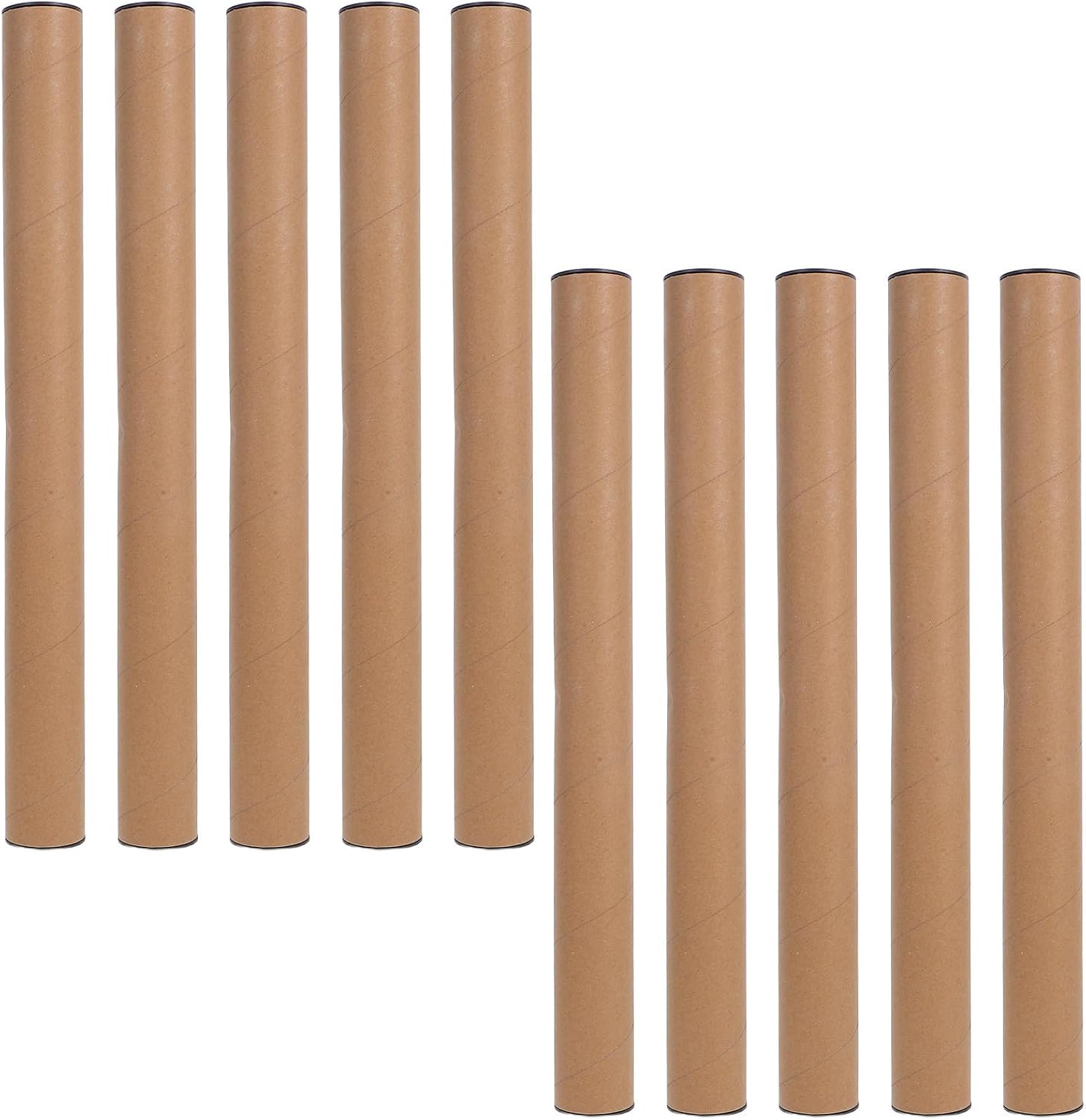 10 Pcs Poster Shipping Tubes with Caps, round Kraft Paper Mailing Tubes for Document Storage, Secure Closure and Versatile Use, 40x4cm, for Posters and Maps Packaging Protection