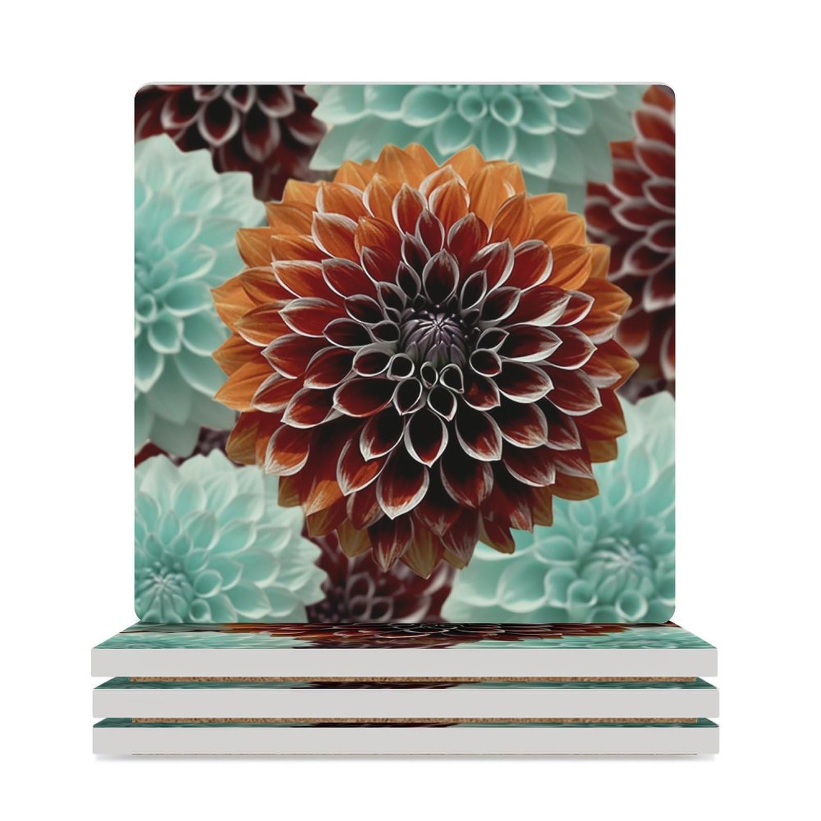 Dessous de verre dahlia réutilisables pour table basse et cuisine en lot de 4