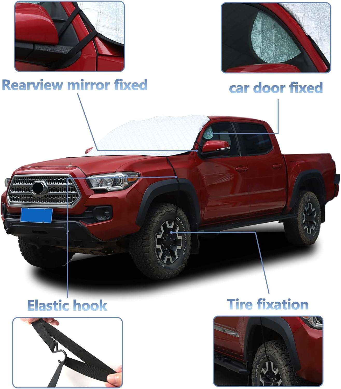 Windshield Snow Cover Compatible with Toyota Tacoma 2016-2023, All Weather Four Seasons Front Window Sunshade for 3rd Gen Tacoma Accessories