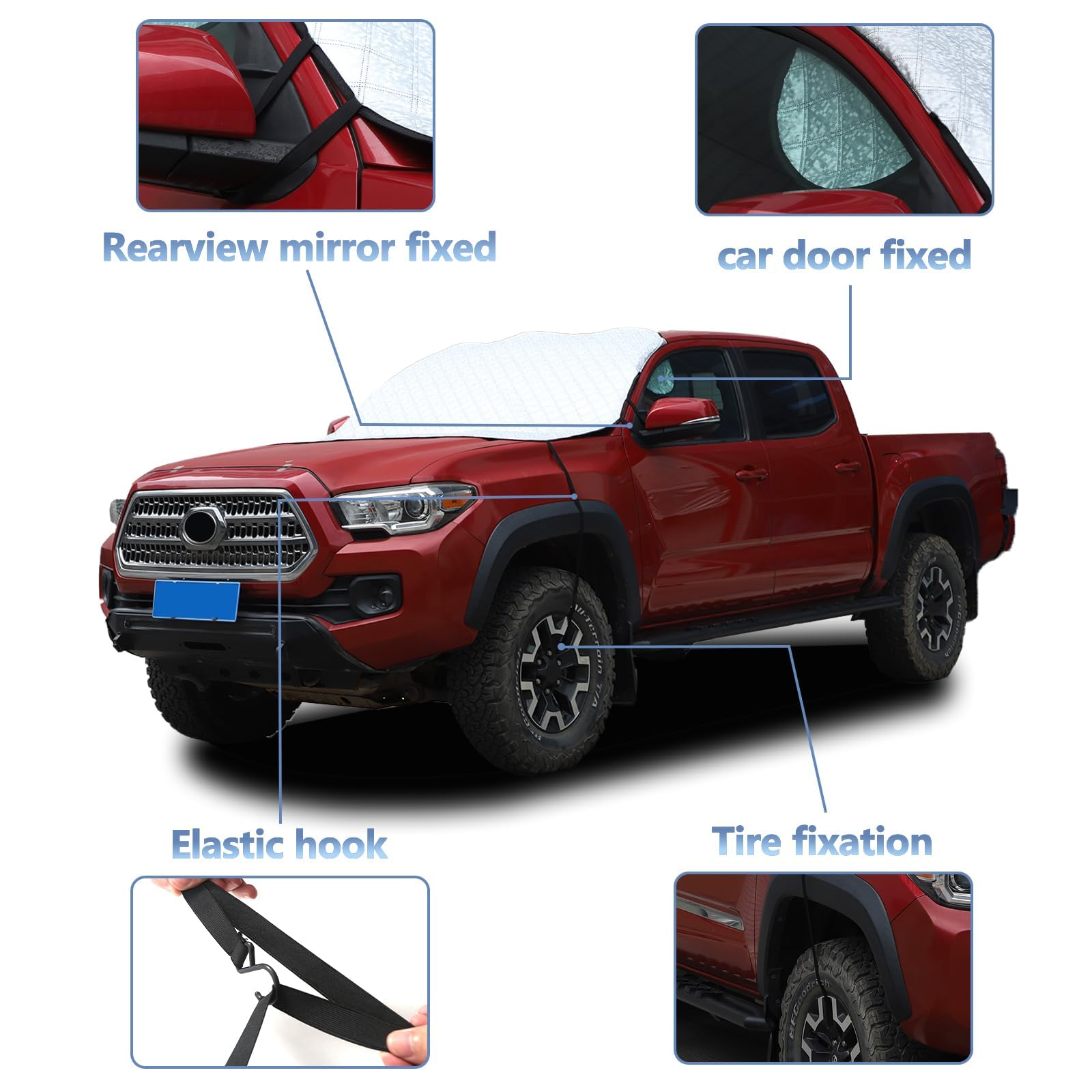 Copertura per parabrezza compatibile con Toyota Tacoma 2015-2020-2021-2023, ideale per la rimozione di ghiaccio, gelo e neve, per tutte le stagioni, inverno ed estate, copertura per finestrini