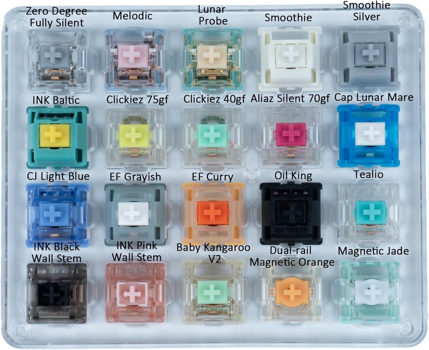 GATERON Keyboard Switches Tester(high Profile Mix he switches,20) | contains multiple switches like Magnetic Jade Baby Kangaroo Smoothie Melodic etc,compatible for Mechanical Keyboard