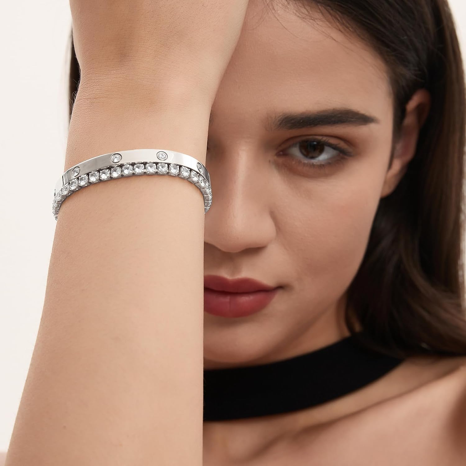 18K Gold Plated Dainty Tennis Bracelets Set 4mm/6mm Love Bangle Bracelets with 3mm/4mm Cubic Zirconia Classic Tennis Bracelet| Gold Bracelets for Women | Size 6.5/7/7.5 Inch - Image 6