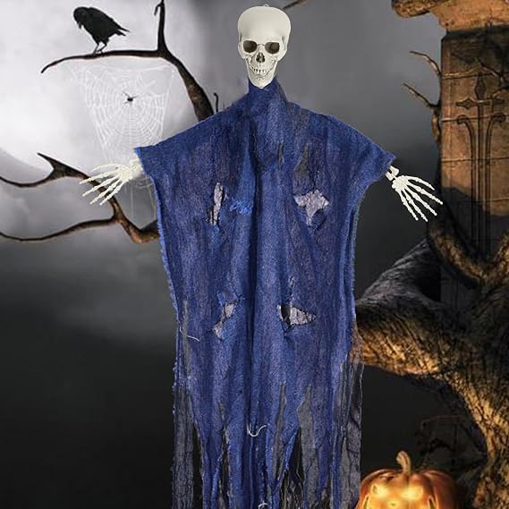 Halloween Skeleton, 5.4Ft Life Size Imitation Skeleton, Full Body Realistic Human Bones with Posable Joints, Decoration with Hanging Hole (White 1)