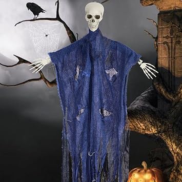 Halloween Skeleton, 5.4Ft Life Size Imitation Skeleton, Full Body Realistic Human Bones with Posable Joints, Decoration with Hanging Hole (White 1)