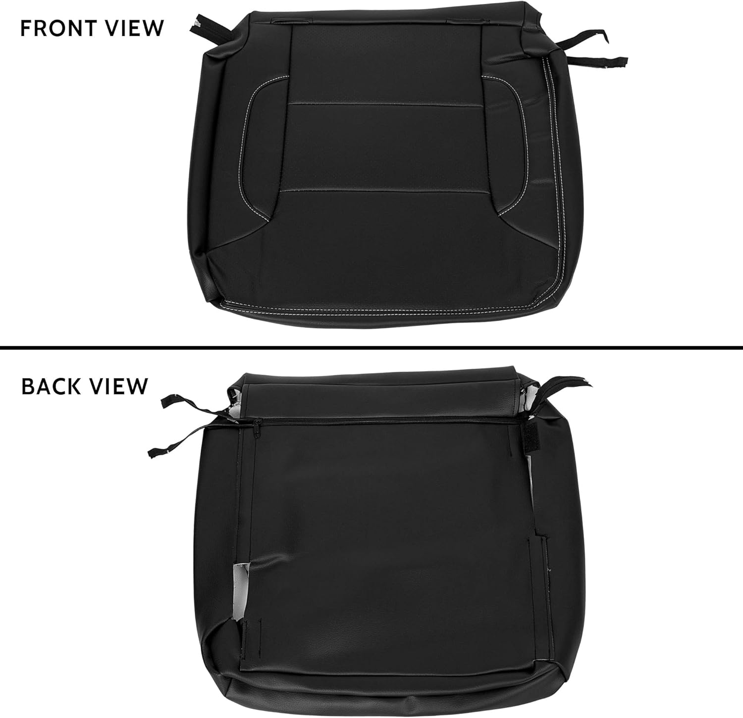 Kojem Artificial Leather Seat Cover Kit Compatible with 2014-2018 Chevy Chevrolet Silverado LT Double Cab Full Car Seat Protector Black