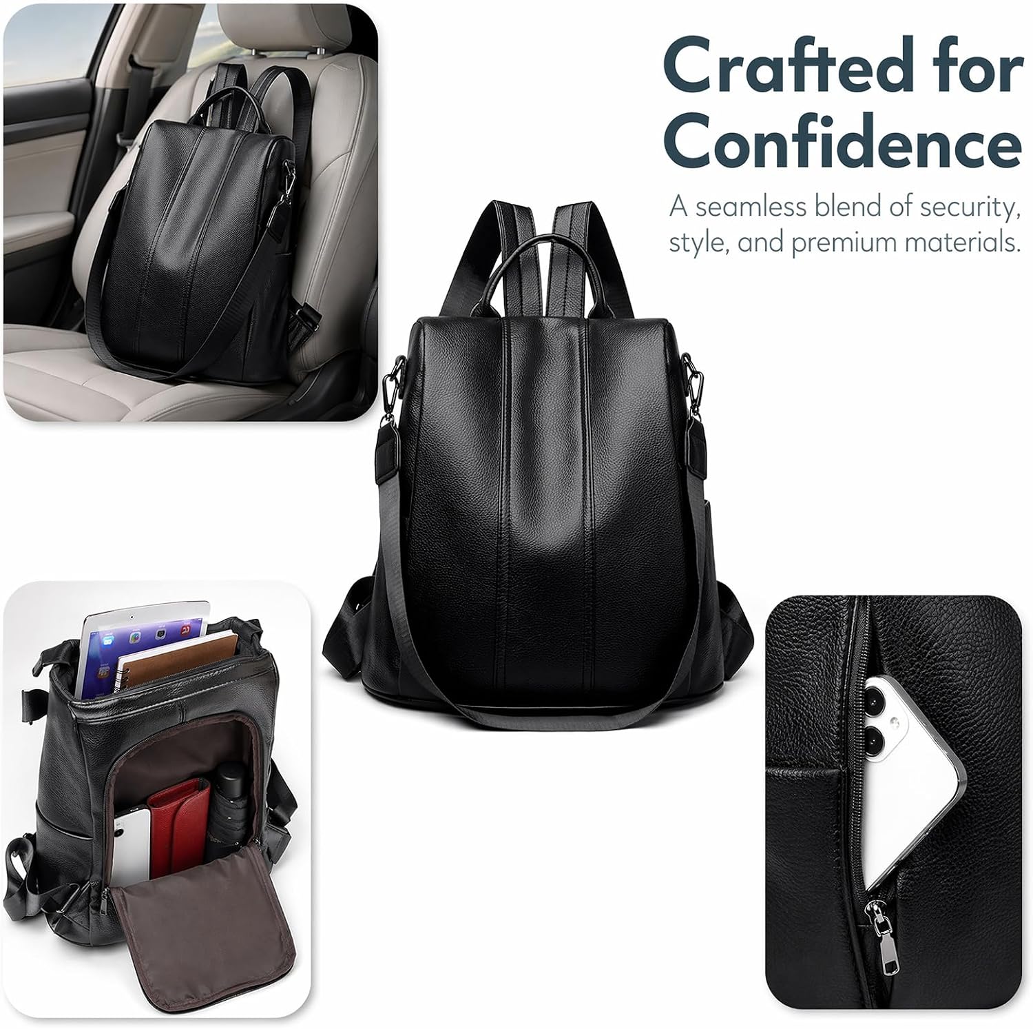 Women's Vintage Soft PU Leather Convertible Rucksack, Lightweight Casual Travel Daypack Shoulder Bag Satchel,taro purple