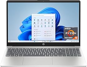 HP Portátil de 15,6 pulgadas, pantalla táctil HD, AMD Ryzen 5 7520U, 8 GB de RAM, SSD de 512 GB, gráficos AMD Radeon, Windows 11 Home, plata natural, 15-fc0499nr