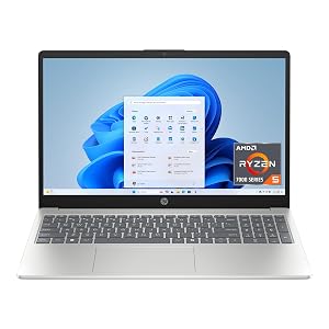 Laptop HP 15.6 pulgadas, pantalla táctil HD, AMD Ryzen 5 7520U, 8 GB RAM, 512 GB SSD, gráficos AMD Radeon, Windows 11 Home, Natural Silver, 15-fc0499nr R5 7520U 512 GB