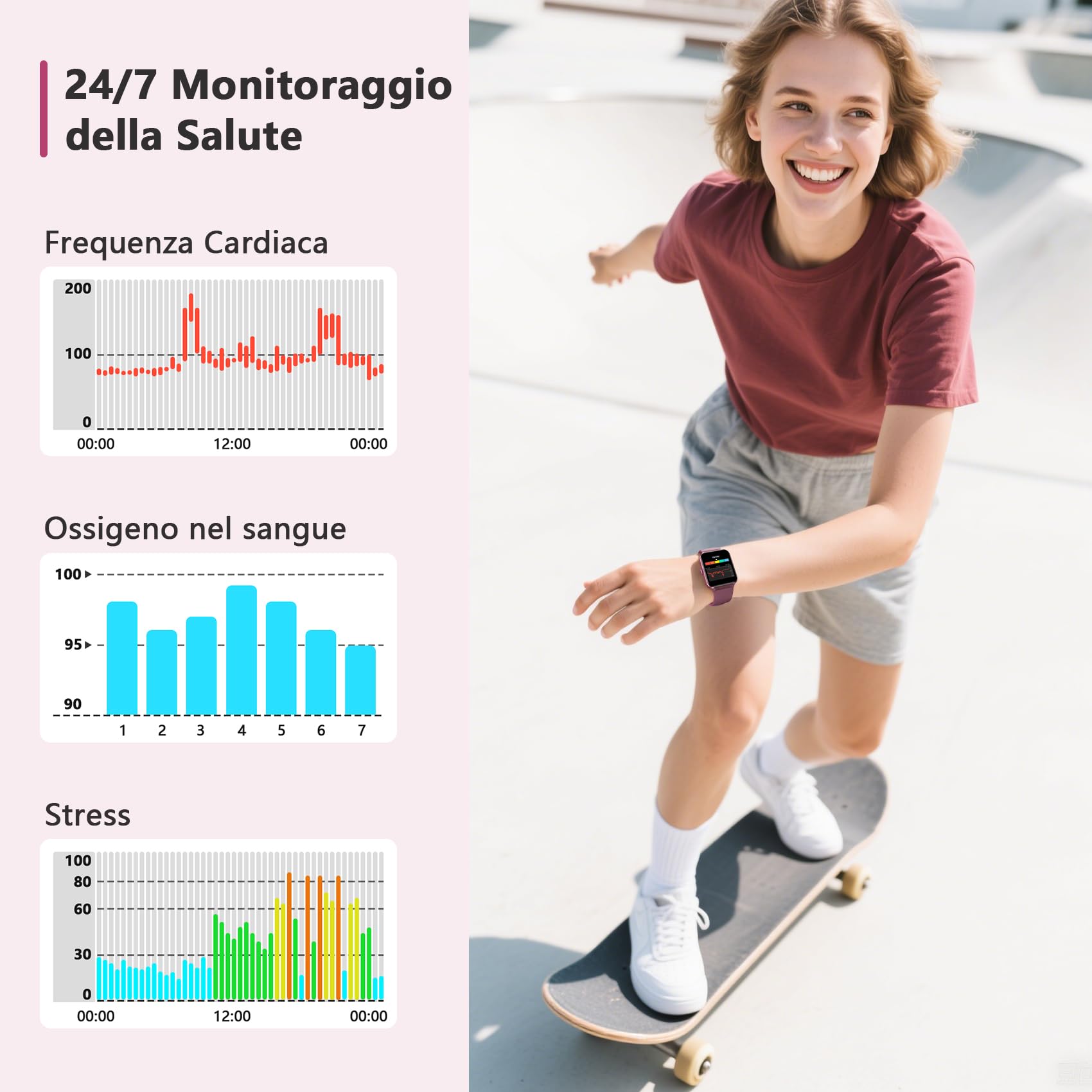 Baolubao Smartwatch Donna, 1.85" Smartwatch con Effettua/Risposta Chiamate, 100+ Sportive Smart Watch con 2cinturini/Cardiofrequenzimetro/Sonno, IP68 Impermeabile Fitness Tracker per iOS Android
