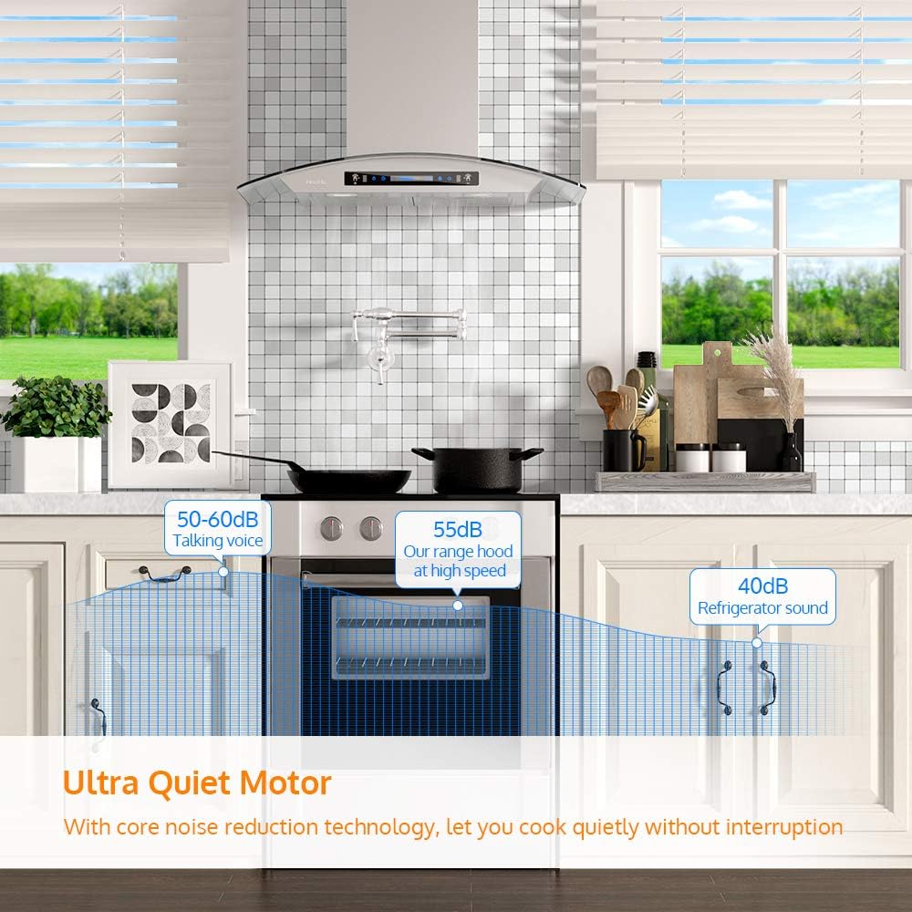 Weekly Top Sale HisoHu Wall Mount Range Hood, 36 Inch 780 CFM Stainless Steel Kitchen Chimney Vent, 4 Speed Gesture Sensing & Touch Control Switch Panel Exhaust Hood with Dimmable LED lights ❤ Crazy Deals HisoHu Wall Mount Range Hood, 36 Inch 780 CFM Stainless Steel Kitchen Chimney Vent, 4 Speed Gesture Sensing & Touch Control Switch Panel Exhaust Hood with Dimmable LED lights