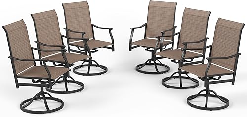Miniatura 7 de Swivel Rocking Chair Set of 2, 360 Rotating Patio Swivel Chairs with Breathable Fabric All-Weather Heavy Duty Metal Swivel Deck Chair Set for Patio