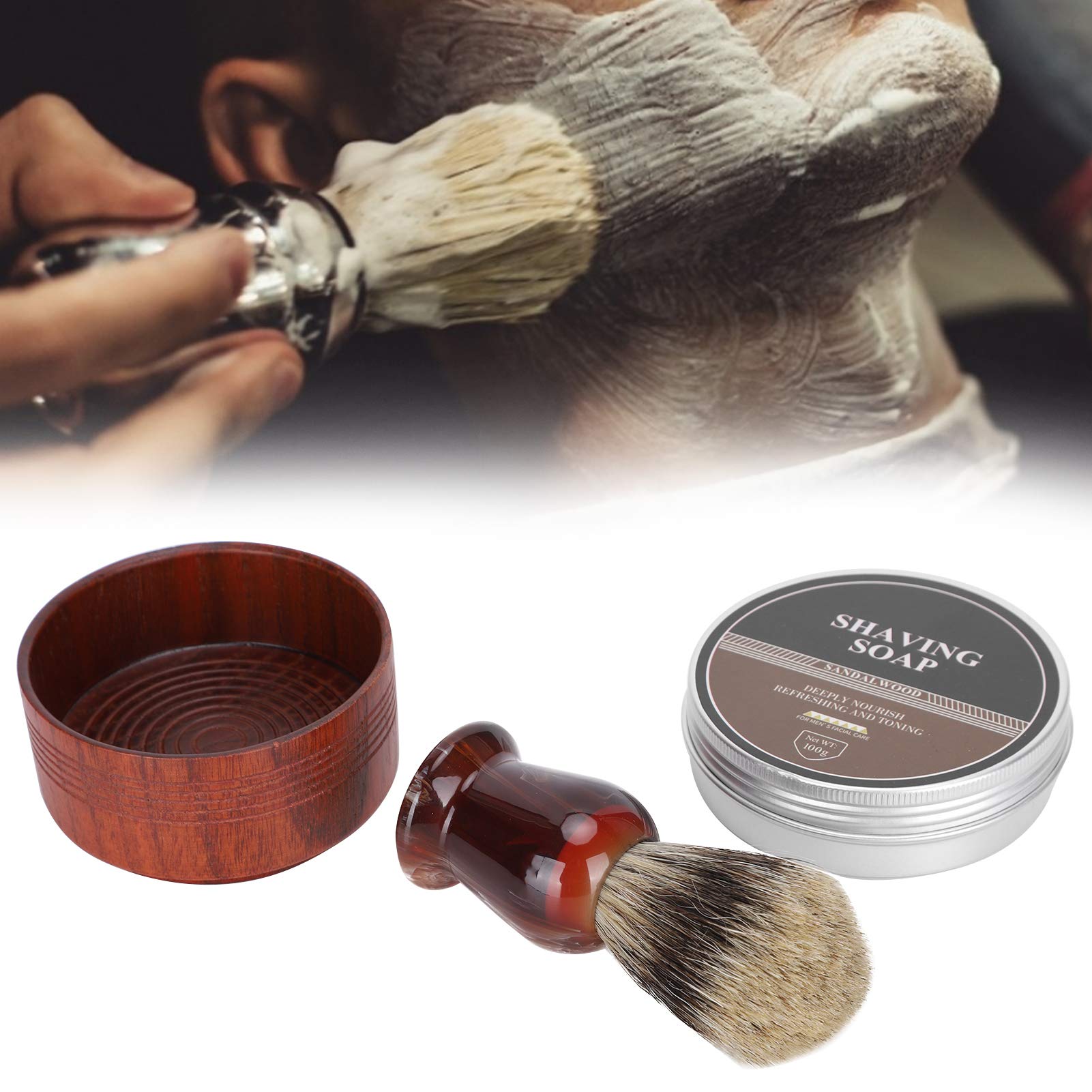 Kit de rasage de barbe bol de rasage en bois ensemble de brosse de rasage de cheveux outil de rasage de Mostache pour hommes