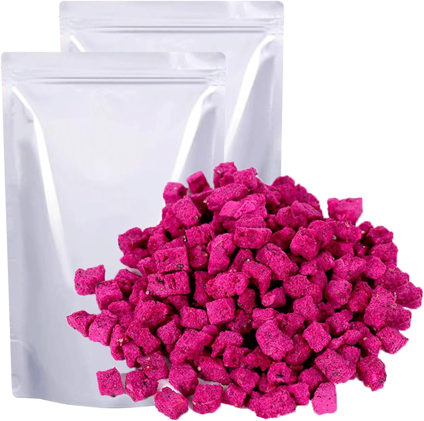 Mkostlich Freeze-dried Dragon Fruit, 200g/2x3.52oz Dragon Fruit Snacks with 1 Ingredients, No Sugar Added, Dragonfruits Cube for Drink, Baking, Breakfast Cereal