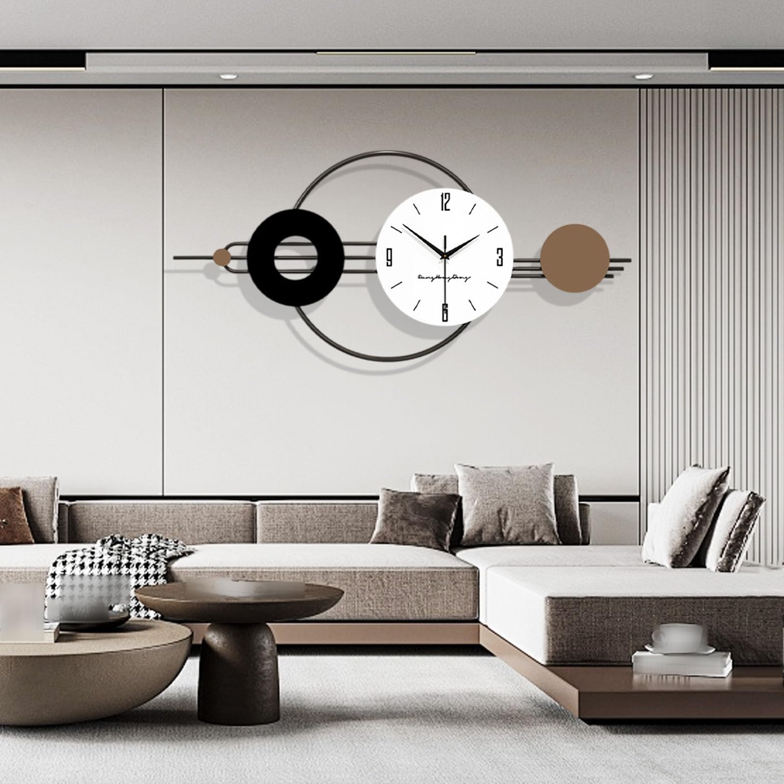 Moderno Grande Orologio da Parete, Stile Minimalista Silenzioso Orologio al Quarzo, 3D Creativo Orologio da Muro Decorativo per Soggiorno Camera da Letto Ufficio Cucina (L-100X45CM)