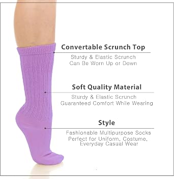 BASICO 6PK, 3PK Slouch Socks For Women | Pink, Beige, Navy, White, Black Scrunch Crew Socks | 80s 90s Socks