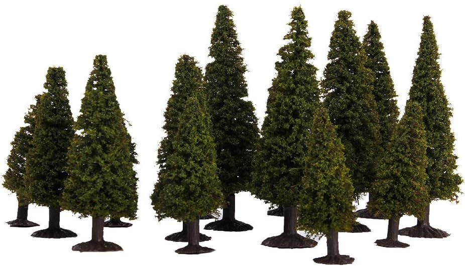 Approx. 15pcs Green Scenery Landscape Model Cedar Trees with PV Box 1/100 1/150 1/200
