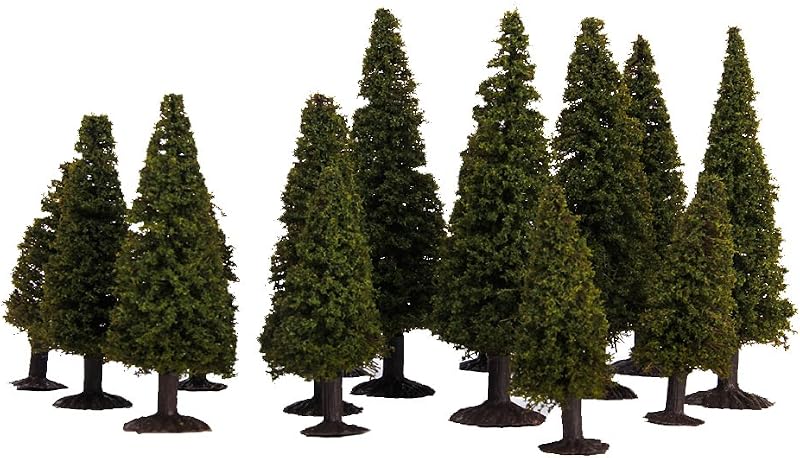 15pcs Green Scenery Landscape Model Cedar Trees with Box