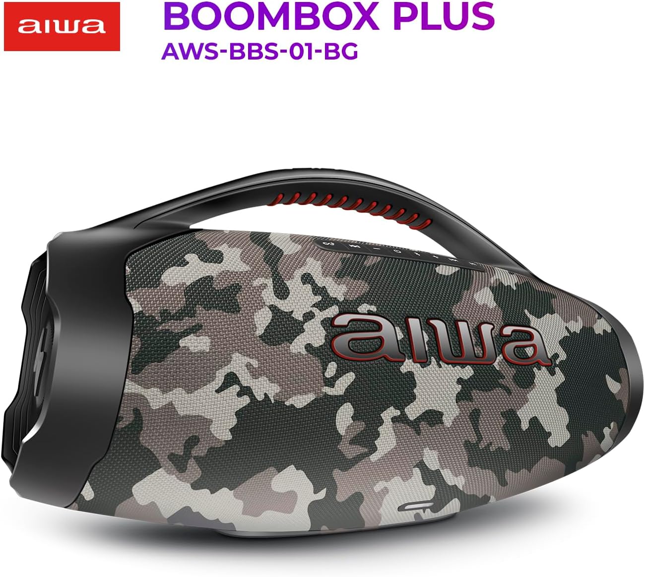 Caixa de Som Boombox Plus AIWA BBS-01-BG 200W BT 30H IP66 USB Cinza BOOMBOX AWS-BBS-01-BG BIVOLT