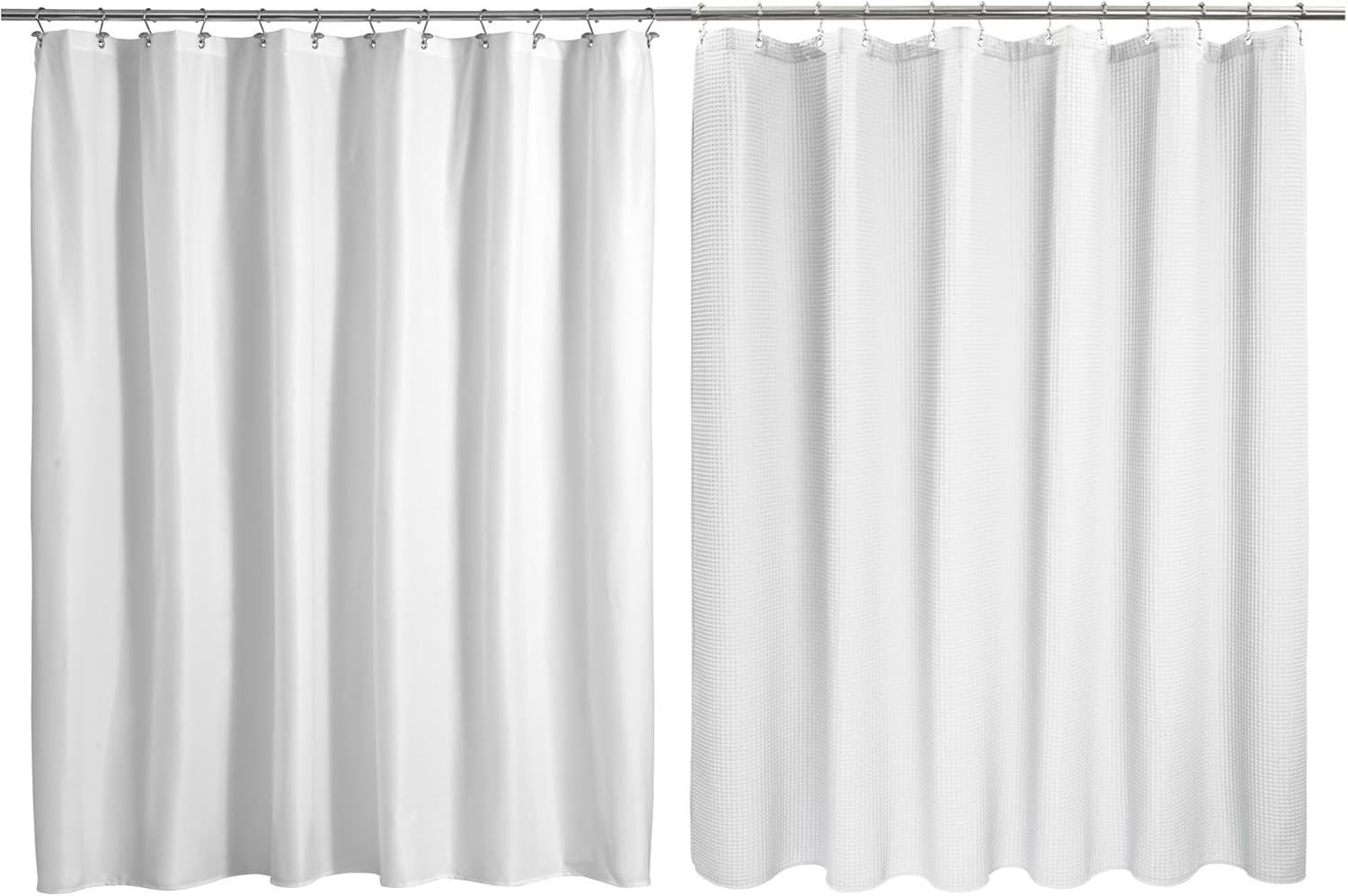 Barossa Design Bundle Set of Shower Curtain and Waterproof Fabric Shower Liner