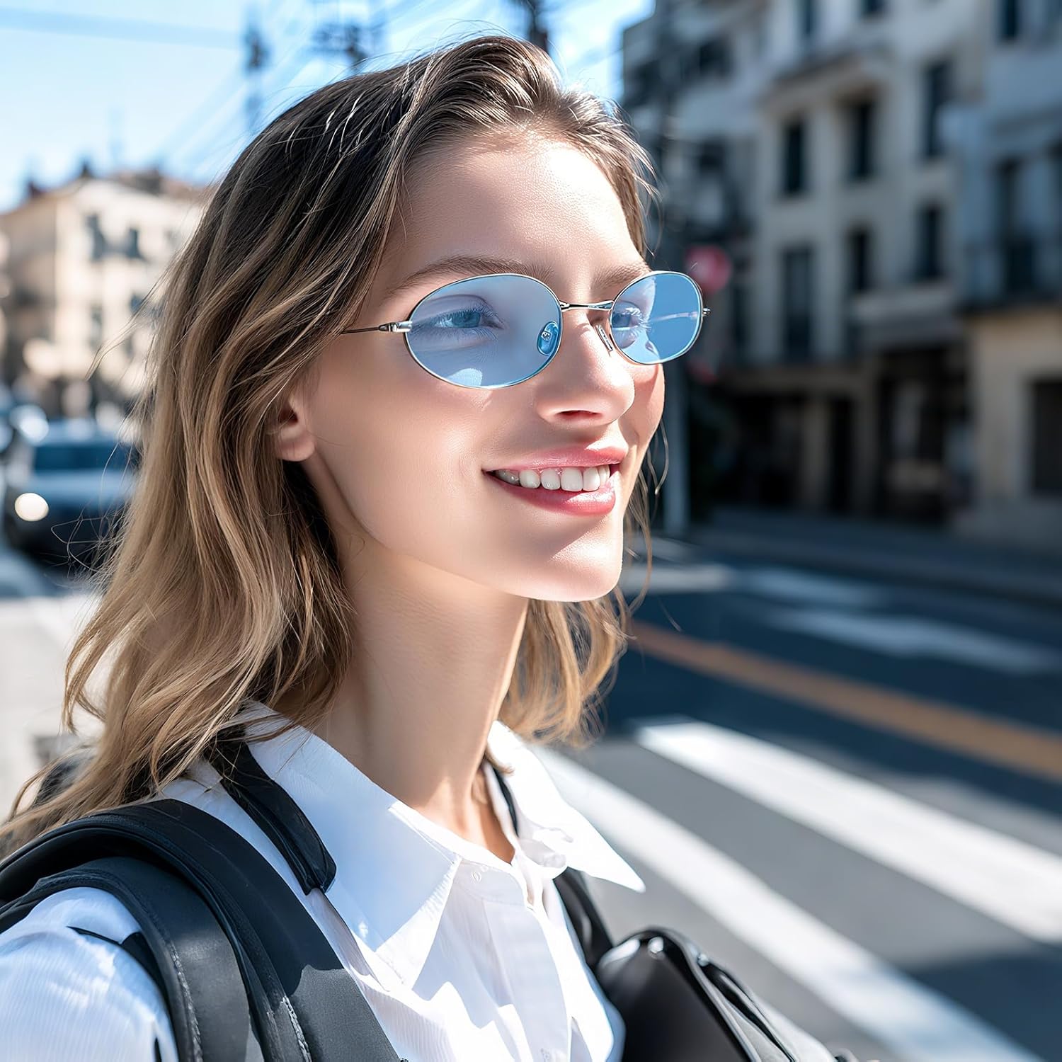 Polarized Sunglasses UV400 Protection Anti-Glare HD LensTrendy For Women Lightweight Titanium Metal Frame 13.3g
