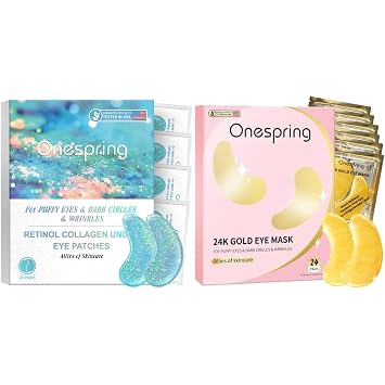 Retinol Collagen Under Eye Patches & 24K Gold Eye Mask 24 Pairs - Reduces Wrinkles, Puffiness Dark Circles, Revitalizes Eye Skin, for Facial Moisturizing, Choice for Womens Gifts