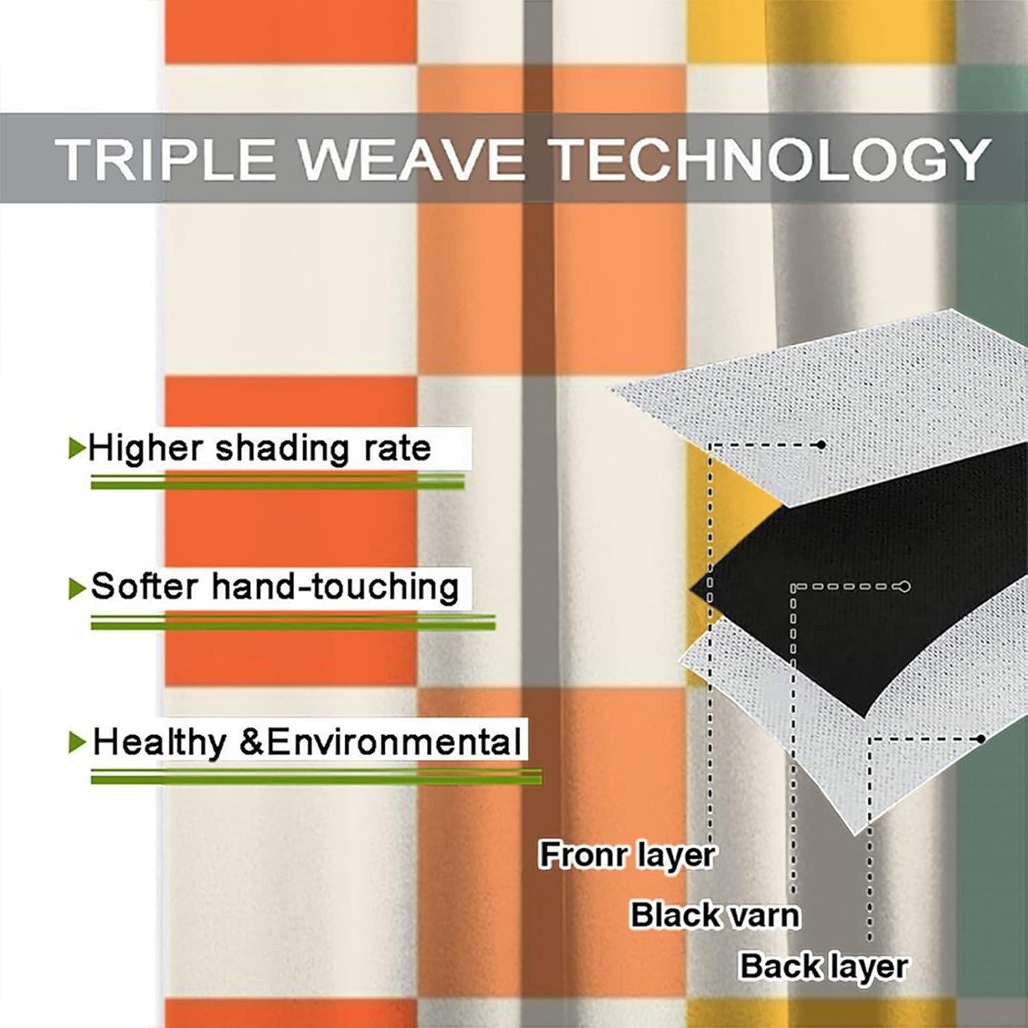 70s Retro Curtains,Cute Green Pink Yellow Checkered Hippie Window Treatments for Kids Girl Bedroom Window 52"" W X 84"" L, Style-7