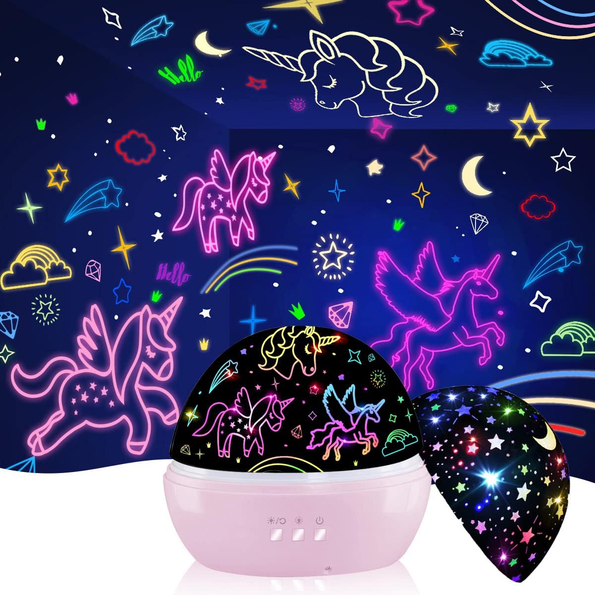 MINGKIDS Unicorn Gifts for Girls and Boys Age 6-8,Unicorns and Starry Night Light Projector for Kids, Birthday Gift for 3-10 Year Olds Girls,Unicorn Lights for Girls Room(Pink