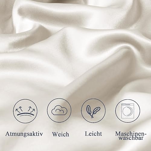 Vielit Taie Oreiller Satin 65x65 Lot de 2,pour Cheveux,Similaire Aux Taie d Oreiller en Soie,Housse de Coussin 65x65,Taies d'oreillers certifié Oeko-Tex Beige - 5