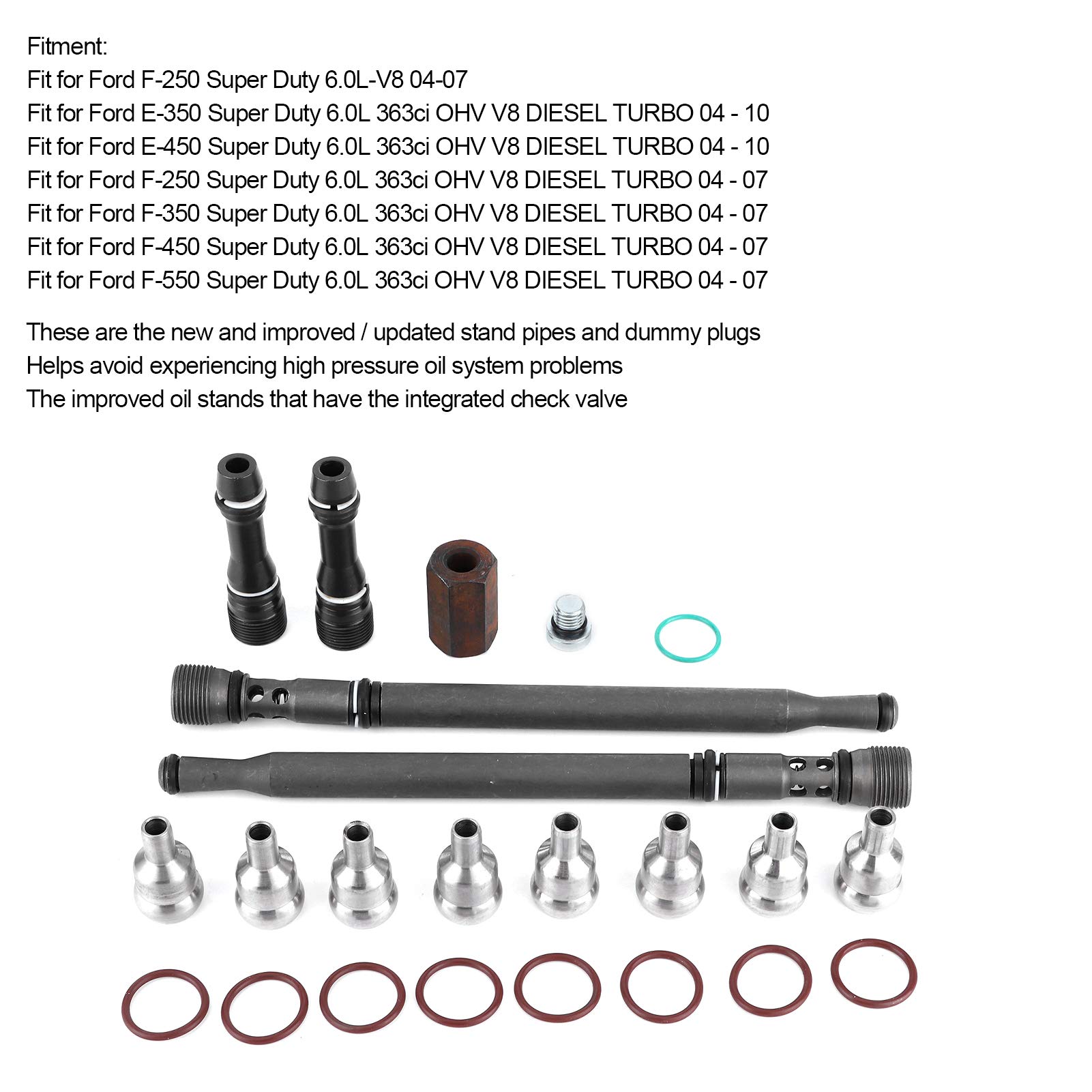 High Pressure Oil Rail Repair Kit, Updated Stand Pipe Dummy Plugs W302908 High Pressure Oil Rail Repair Kit Fit for E350/450 6.0L, auto repair tool