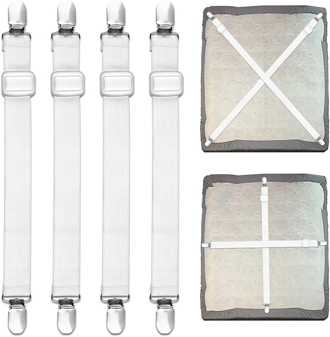 SUNRIZ Bed Sheet Clips, 55 cm250 cm Adjustable Bed Sheet Straps
