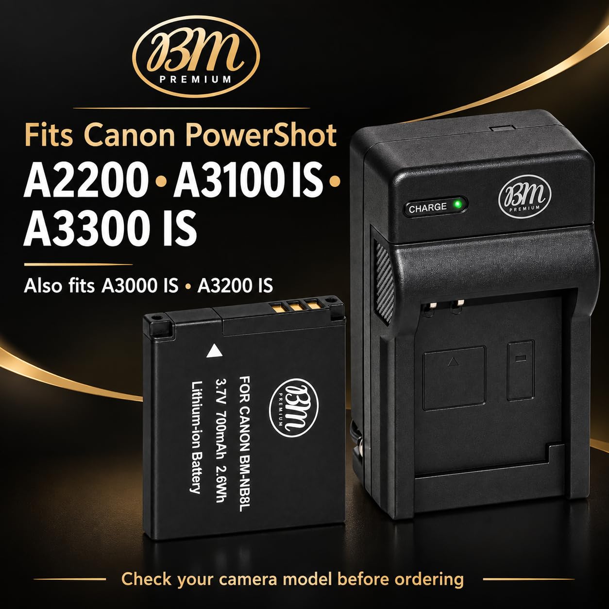 Canon PowerShot A2200 バッテリー付 Amazon.com : BM Premium NB-8L Battery & Charger Kit for Canon