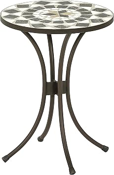 Dehner Diana Flower Stool Diameter 41 cm Height 54 cm Metal Mosaic Look Brown/Grey/White