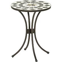 Dehner Diana Flower Stool Diameter 41 cm Height 54 cm Metal Mosaic Look Brown/Grey/White