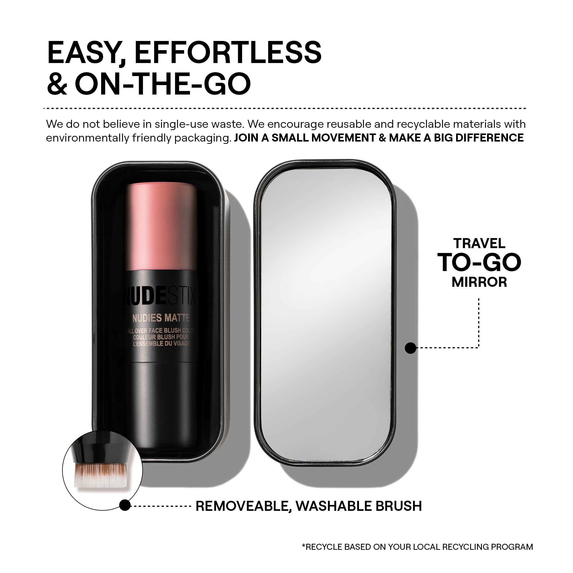 Nudestix Nudies Blush Stick – 3-in-1 Cream Blush for Cheeks, Eyes & Lips with Built-In Brush | Soft Matte Finish for a Natural Flush