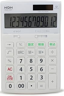 HDH 電卓 12桁 デスクタイプ Mサイズ HDC-04T-WH ホワイト
