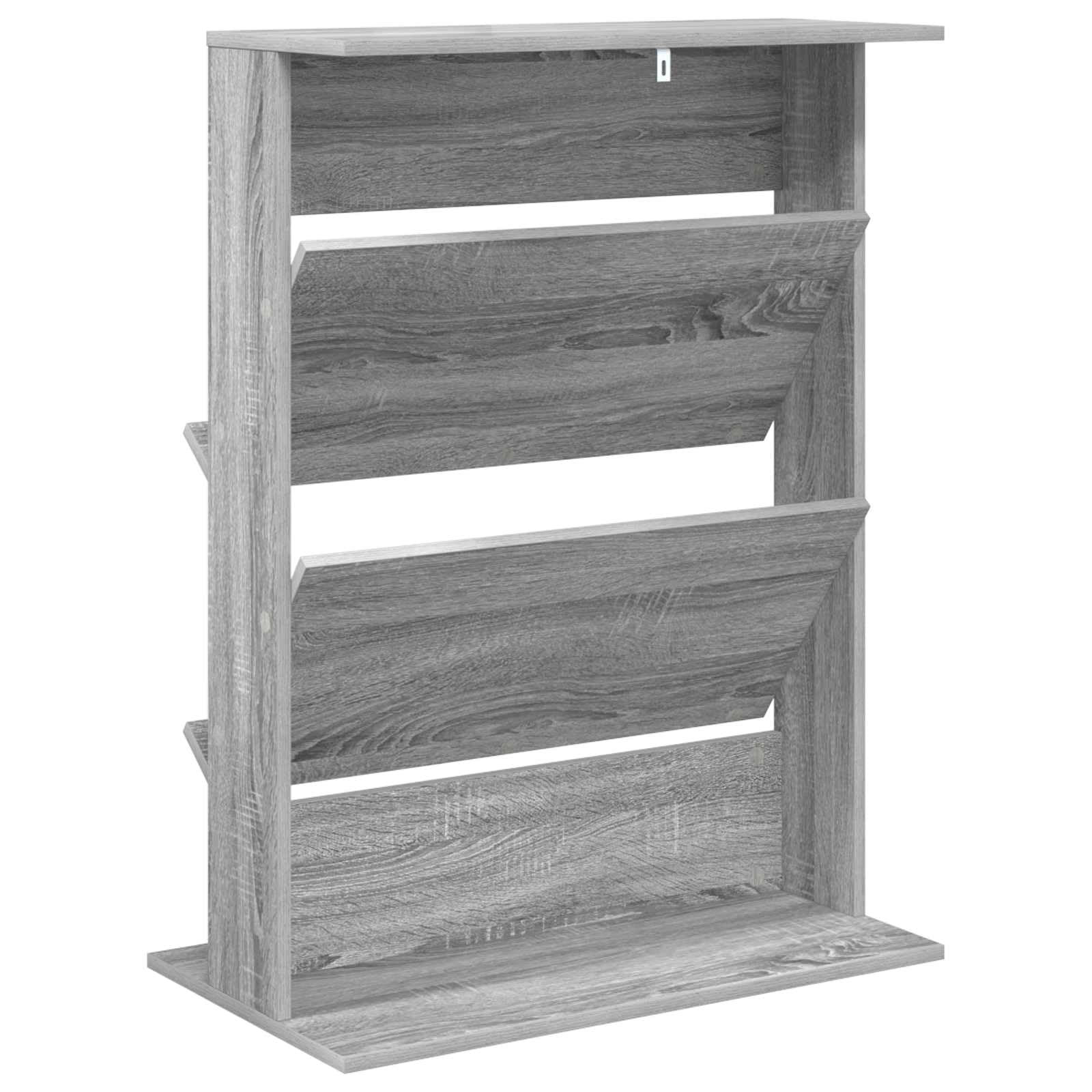Hothingwell Sonoma szary drewniany stojak na czasopisma 70 x 41 x 96 cm, nowoczesny regał na czasopisma z wolnostojącymi półkami do salonu, biura lub sypialni, minimalistyczny organizer na książki