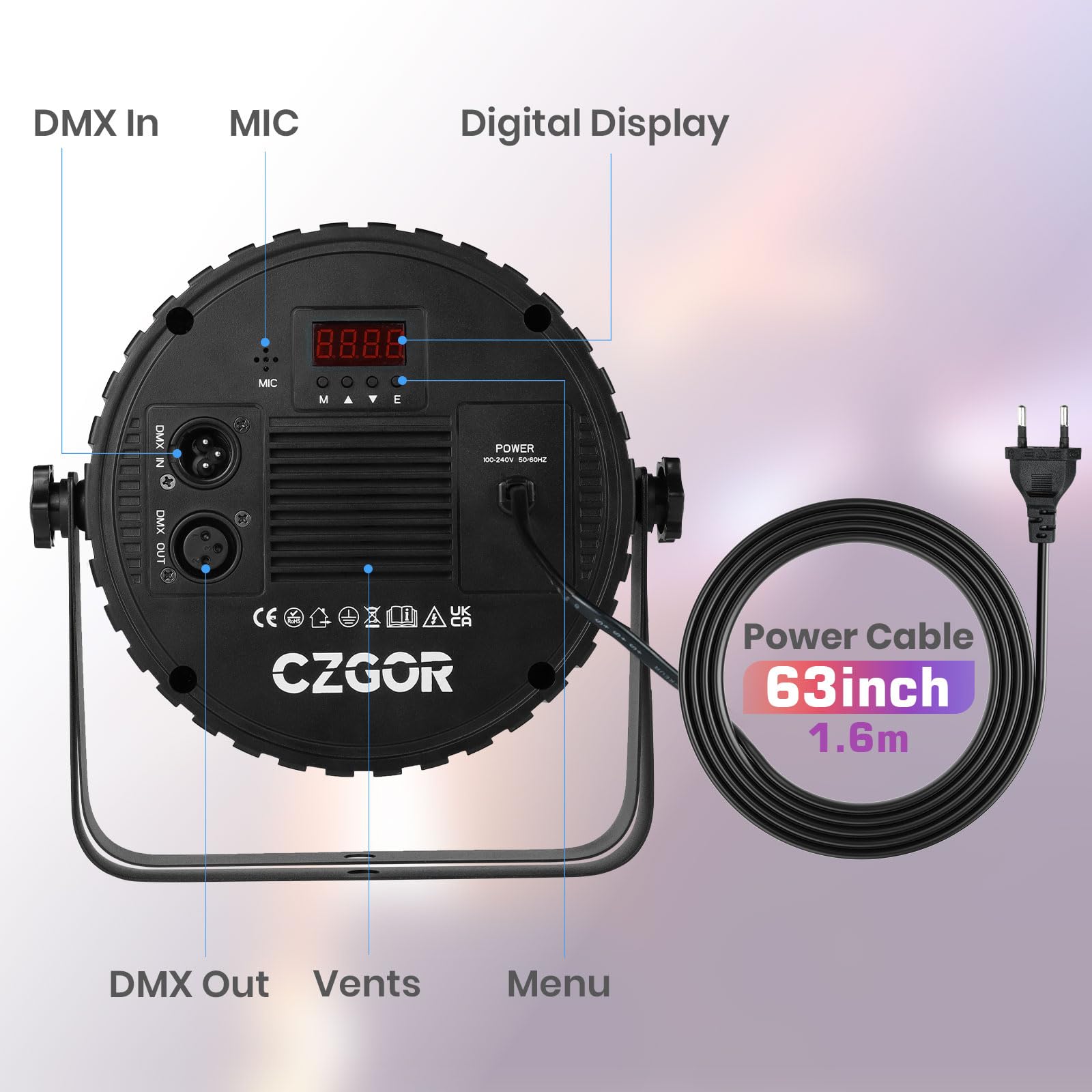 LED-PAR-Scheinwerfer 80W, 7 RGBW 4in1 LEDs + 48 LEDs für Bühnenbeleuchtung | Fernbedienung, DMX-Steuerung & Soundaktivierung – ideale Partybeleuchtung für Hochzeiten, Events und Weihnachten - 1 Stück