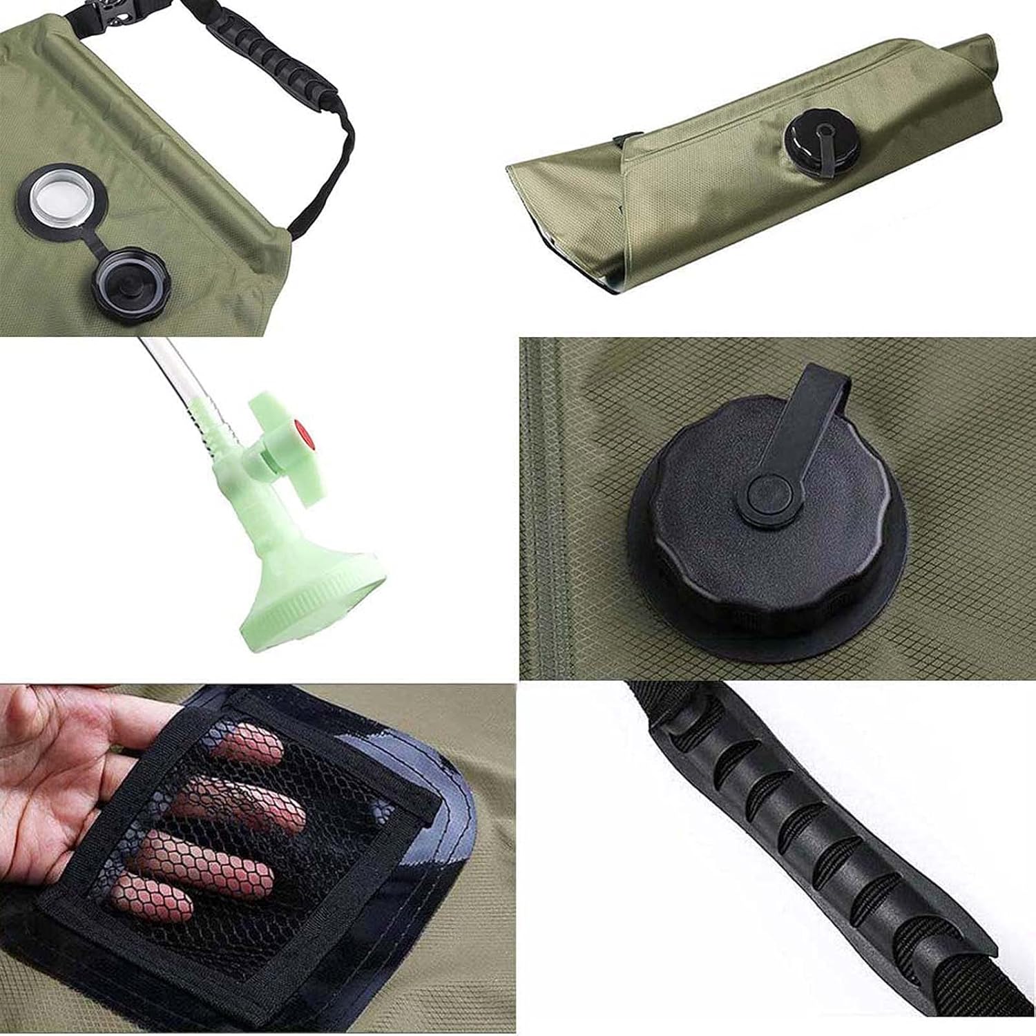 Wgwioo Solar Shower Bag, 5 Gallons/20L Solar Heating Camping Shower Bag, Outdoor Camping Hiking Water Bag, for Camping Beach Swimming Outdoor Traveling Hiking,Green : Sports & Outdoors