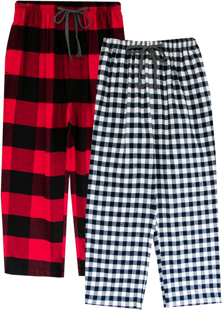 YoungFav Big Boys Pajamas Pants Soft Cotton Plaid Pajama Lounge Bottoms 8-17Years