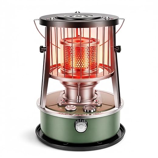 Denash Portable Kerosene Heater, 2.6KW Adjustable Height Indoor Radiant Heater with 5.2L Oil Tank, Non Electric Kerosene Heater for Home, Camping, Emergency