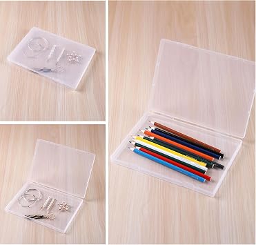 Paialco A6 Clear Plastic Storage Box, 4 x 6 Inch Flat Case Holder for Beads/Tools/Letters/Papers