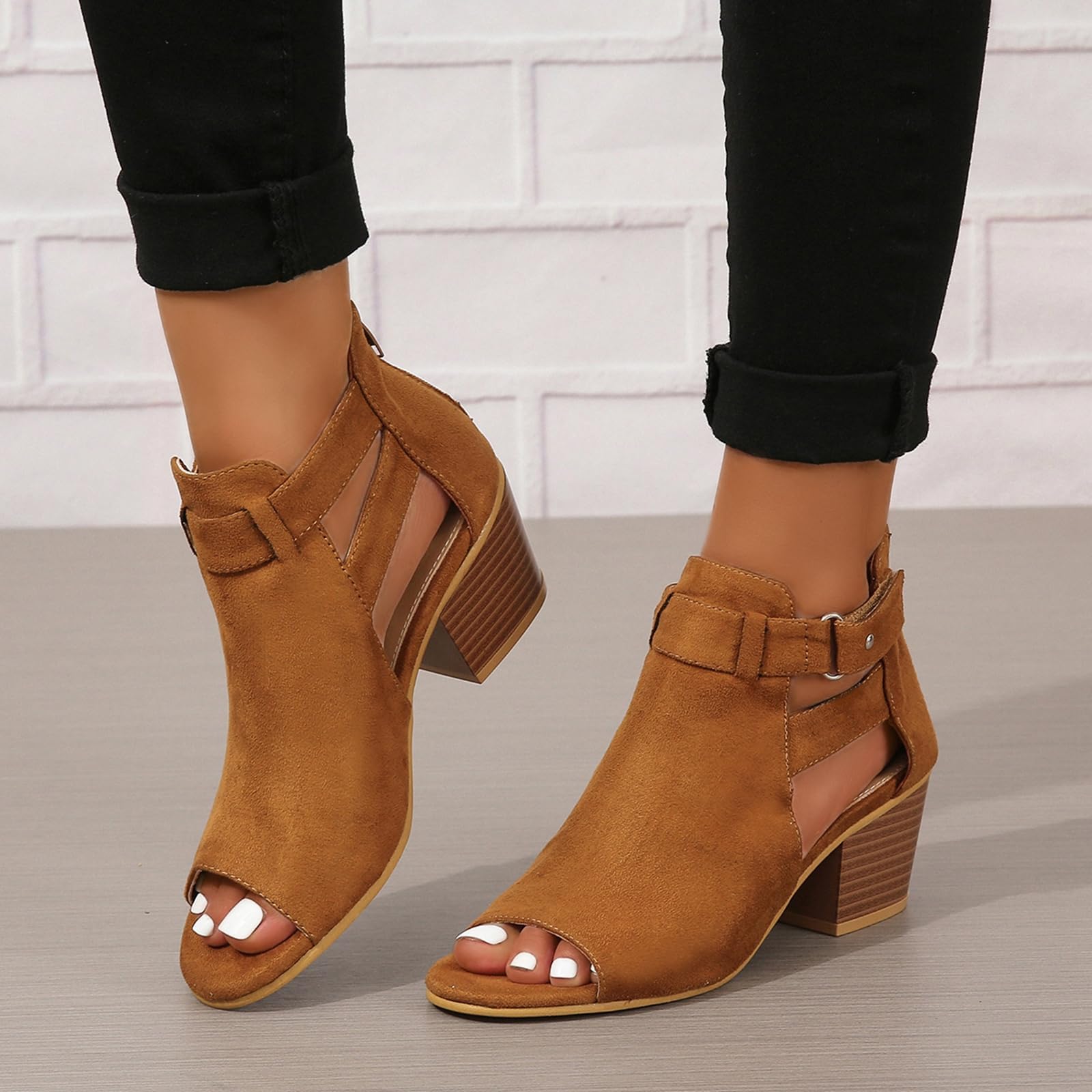 Générique Sandales Femme Bottines Pour Femmes Vintage Cowboy Bottes Bottines Chaudes Imperméable Confortable Sans Lacet Chaussures D'hiver En Plein Air Bottes Femme Mi-hautes Travail Bottes